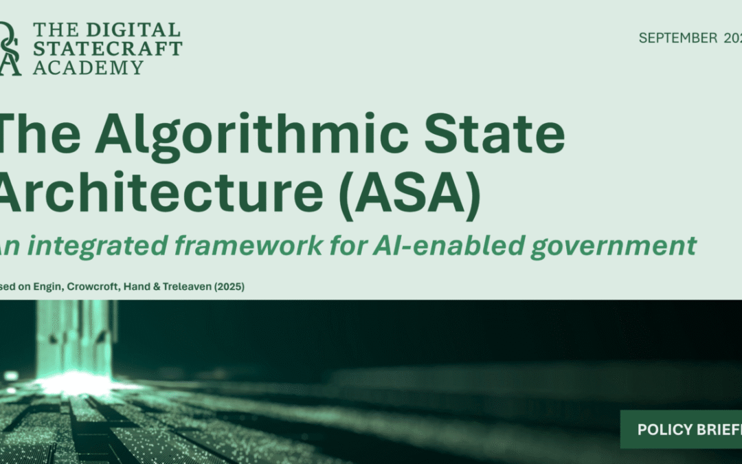 New policy briefing: The Algorithmic State Architecture: An integrated framework for AI-enabled government.